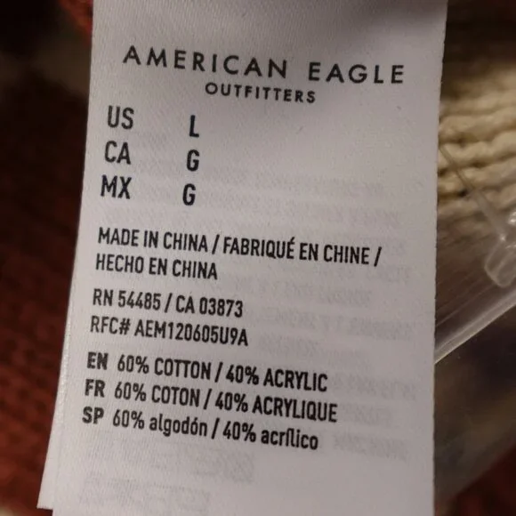 American Eagle Outfitters Rust and Cream Checkerboard Cardigan - Picture 8 of 9